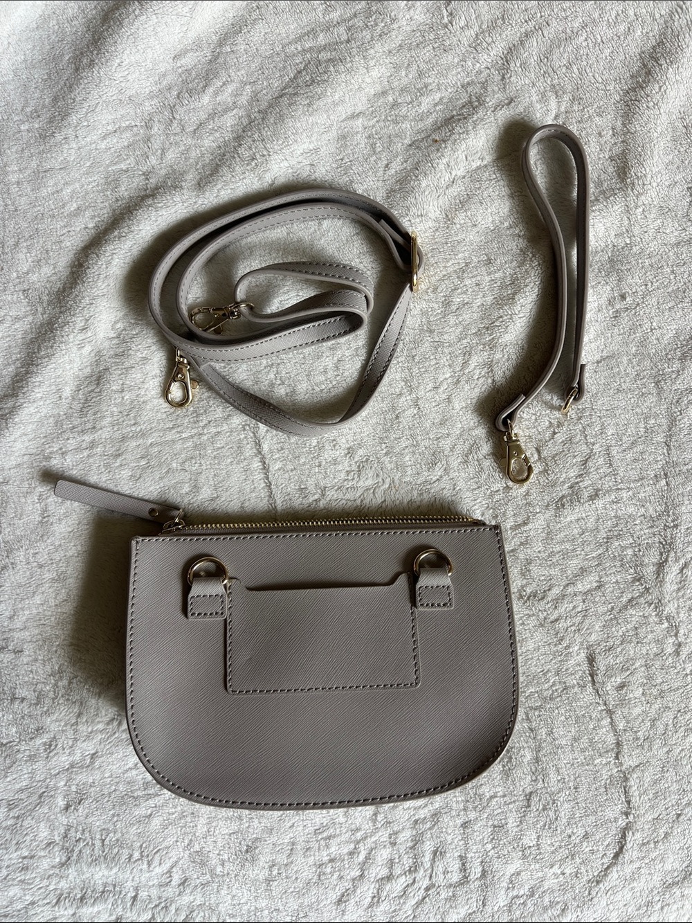 Lo & Sons Waverley 2 Convertible Crossbody Bag - Grey Saffiano Leather - Picture 3 of 12